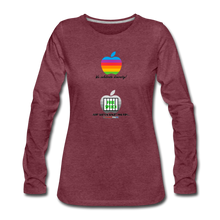 Load image into Gallery viewer, JUST WATCH WHAT YOU SAY - Women's Premium Long Sleeve T-Shirt - heather burgundy
