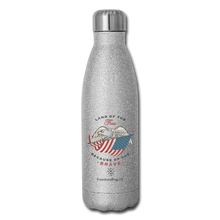 Load image into Gallery viewer, LAND OF THE FREE - BECAUSE OF THE BRAVE - Insulated Stainless Steel Water Bottle - silver glitter