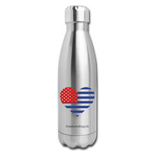 Load image into Gallery viewer, AMERICAN FLAG HEART - Insulated Stainless Steel Water Bottle - silver