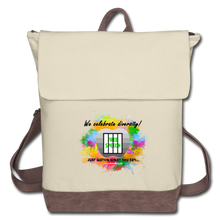 Load image into Gallery viewer, JUST WATCH WHAT YOU SAY! - Canvas Backpack - ivory/brown