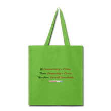 Load image into Gallery viewer, WE'RE ALL CANCELLABLE - Tote Bag - lime green
