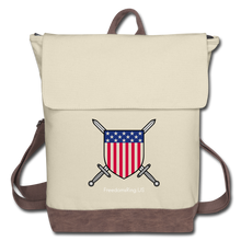 Load image into Gallery viewer, USA SWORD AND SHIELD - Canvas Backpack - ivory/brown