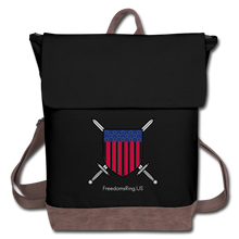 Load image into Gallery viewer, USA SWORD AND SHIELD - Canvas Backpack - black/brown