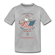 Load image into Gallery viewer, LAND OF THE FREE, BECAUSE OF THE BRAVE - Toddler Premium T-Shirt - heather gray