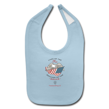 Load image into Gallery viewer, LAND OF THE FREE, BECAUSE OF THE BRAVE - Baby Bib - light blue