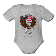 Load image into Gallery viewer, AMERICAN SPIRIT - Organic Short Sleeve Baby Bodysuit - heather gray