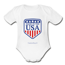 Load image into Gallery viewer, MADE IN THE USA - Organic Short Sleeve Baby Bodysuit - white