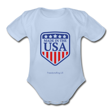 Load image into Gallery viewer, MADE IN THE USA - Organic Short Sleeve Baby Bodysuit - sky