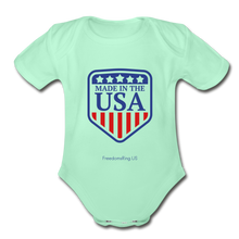 Load image into Gallery viewer, MADE IN THE USA - Organic Short Sleeve Baby Bodysuit - light mint