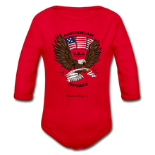 Load image into Gallery viewer, AMERICAN SPIRIT - Organic Long Sleeve Baby Bodysuit - red