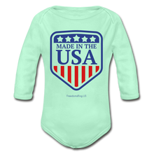 Load image into Gallery viewer, MADE IN THE USA - Organic Long Sleeve Baby Bodysuit - light mint