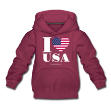 Load image into Gallery viewer, I LOVE USA - Kids‘ Premium Hoodie - burgundy