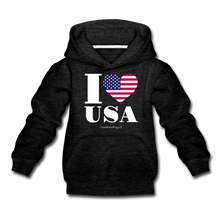 Load image into Gallery viewer, I LOVE USA - Kids‘ Premium Hoodie - charcoal gray