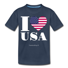 Load image into Gallery viewer, I LOVE USA - Kid’s Premium Organic T-Shirt - navy