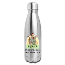 Load image into Gallery viewer, STOP FEEDING THE WOKEDILE! - Double-Sided Printing on Insulated Stainless Steel Water Bottle - silver