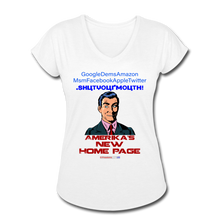 Load image into Gallery viewer, AMERIKA'S NEW HOME PAGE - Women's Tri-Blend V-Neck T-Shirt - white