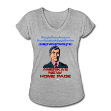 Load image into Gallery viewer, AMERIKA'S NEW HOME PAGE - Women's Tri-Blend V-Neck T-Shirt - heather gray