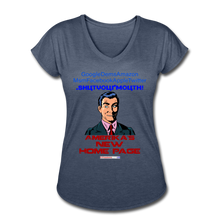 Load image into Gallery viewer, AMERIKA'S NEW HOME PAGE - Women's Tri-Blend V-Neck T-Shirt - navy heather