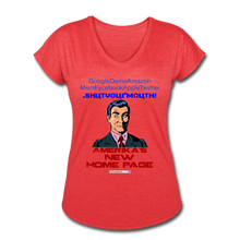 Load image into Gallery viewer, AMERIKA'S NEW HOME PAGE - Women's Tri-Blend V-Neck T-Shirt - heather red