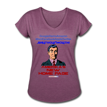 Load image into Gallery viewer, AMERIKA'S NEW HOME PAGE - Women's Tri-Blend V-Neck T-Shirt - heather plum