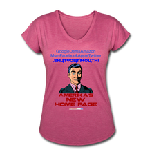 Load image into Gallery viewer, AMERIKA'S NEW HOME PAGE - Women's Tri-Blend V-Neck T-Shirt - heather raspberry