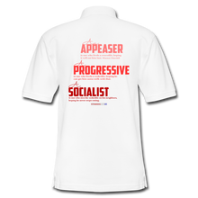 Load image into Gallery viewer, APPEASER, PROGRESSIVE, SOCIALIST - Men's Pique Polo Shirt - white