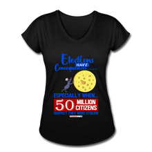 Load image into Gallery viewer, ELECTIONS HAVE CONSEQUENCES... - Women's Tri-Blend V-Neck T-Shirt - black