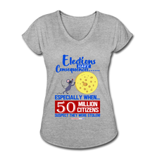Load image into Gallery viewer, ELECTIONS HAVE CONSEQUENCES... - Women's Tri-Blend V-Neck T-Shirt - heather gray