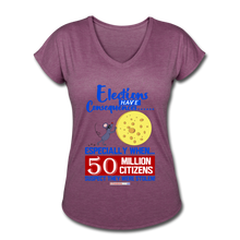 Load image into Gallery viewer, ELECTIONS HAVE CONSEQUENCES... - Women's Tri-Blend V-Neck T-Shirt - heather plum