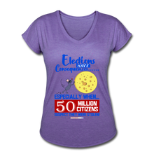Load image into Gallery viewer, ELECTIONS HAVE CONSEQUENCES... - Women's Tri-Blend V-Neck T-Shirt - purple heather