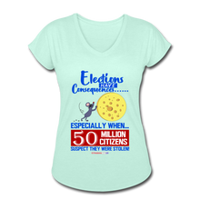 Load image into Gallery viewer, ELECTIONS HAVE CONSEQUENCES... - Women's Tri-Blend V-Neck T-Shirt - mint