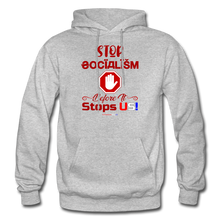Load image into Gallery viewer, STOP SOCIALISM, BEFORE IT STOPS US! - Gildan Heavy Blend Adult Hoodie - heather gray