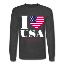Load image into Gallery viewer, I LOVE USA - Men's Long Sleeve T-Shirt - heather black
