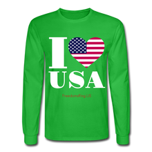 Load image into Gallery viewer, I LOVE USA - Men's Long Sleeve T-Shirt - bright green