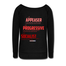 Load image into Gallery viewer, STOP FEEDING THE WOKEDILE! - Two-Sided Printing on Women's Wideneck Sweatshirt - black