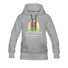 Load image into Gallery viewer, STOP FEEDING THE WOKEDILE! - Two-Sided Printing on Women’s Premium Hoodie - heather gray