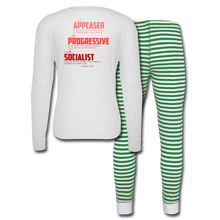 Load image into Gallery viewer, STOP FEEDING THE WOKEDILE! - Two-Sided Printing on Unisex Pajama Set - white/green stripe