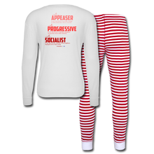 Load image into Gallery viewer, STOP FEEDING THE WOKEDILE! - Two-Sided Printing on Unisex Pajama Set - white/red stripe