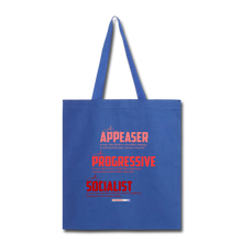Load image into Gallery viewer, STOP FEEDING  THE WOKEDILE! - Two-Sided Printing on Tote Bag - royal blue