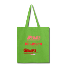 Load image into Gallery viewer, STOP FEEDING  THE WOKEDILE! - Two-Sided Printing on Tote Bag - lime green