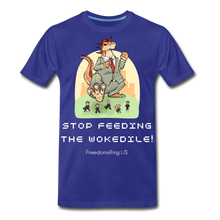Load image into Gallery viewer, STOP FEEDING THE WOKEDILE! - Two-Sided Printing on Men's Premium T-Shirt - royal blue