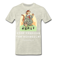 Load image into Gallery viewer, STOP FEEDING THE WOKEDILE! - Two-Sided Printing on Men's Premium T-Shirt - heather oatmeal