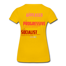 Load image into Gallery viewer, STOP FEEDING THE WOKEDILE! - Two-Sided Printing on Women’s Premium T-Shirt - sun yellow