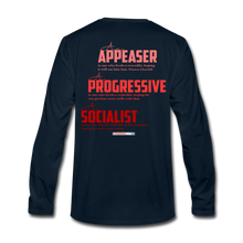 Load image into Gallery viewer, STOP FEEDING THE WOKEDILE! - Two-Sided Printing on Men's Premium Long Sleeve Shirt - deep navy