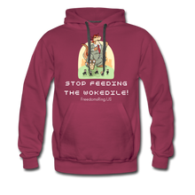 Load image into Gallery viewer, STOP FEEDING THE WOKEDILE! - Two-Sided Printing on Men’s Premium Hoodie - burgundy