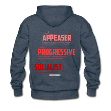 Load image into Gallery viewer, STOP FEEDING THE WOKEDILE! - Two-Sided Printing on Men’s Premium Hoodie - heather denim