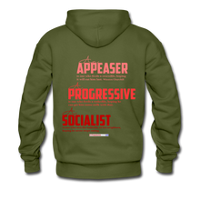 Load image into Gallery viewer, STOP FEEDING THE WOKEDILE! - Two-Sided Printing on Men’s Premium Hoodie - olive green