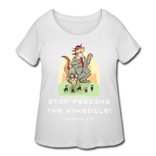 Load image into Gallery viewer, STOP FEEDING THE WOKEDILE! - Two-Sided Printing on Women’s Curvy T-Shirt - white