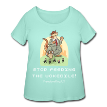 Load image into Gallery viewer, STOP FEEDING THE WOKEDILE! - Two-Sided Printing on Women’s Curvy T-Shirt - mint
