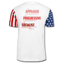 Load image into Gallery viewer, STOP FEEDING THE WOKEDILE! - Two-Sided Printing on Stars & Stripes T-Shirt - white